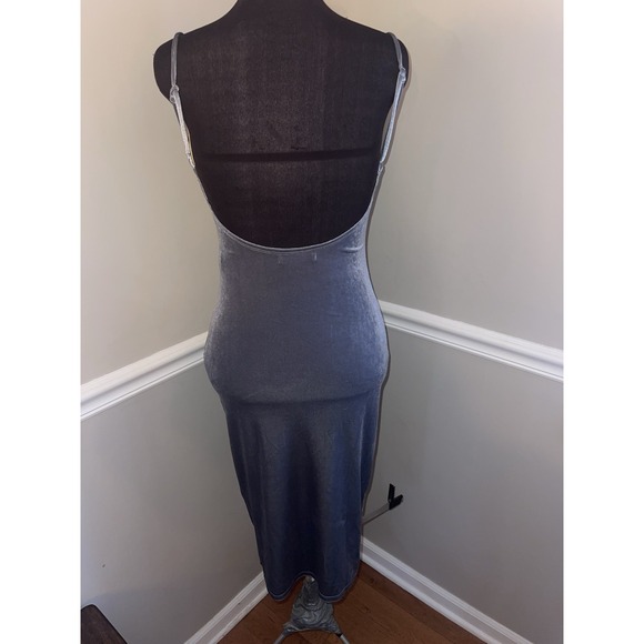 Reformation Merel Velvet Midi Slip Dress Silver Small Romantic Preppy Dainty - Picture 4 of 5
